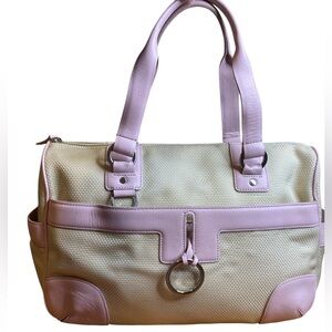 Antonio Melani Pink Leather & Nylon Satchel Handbag
